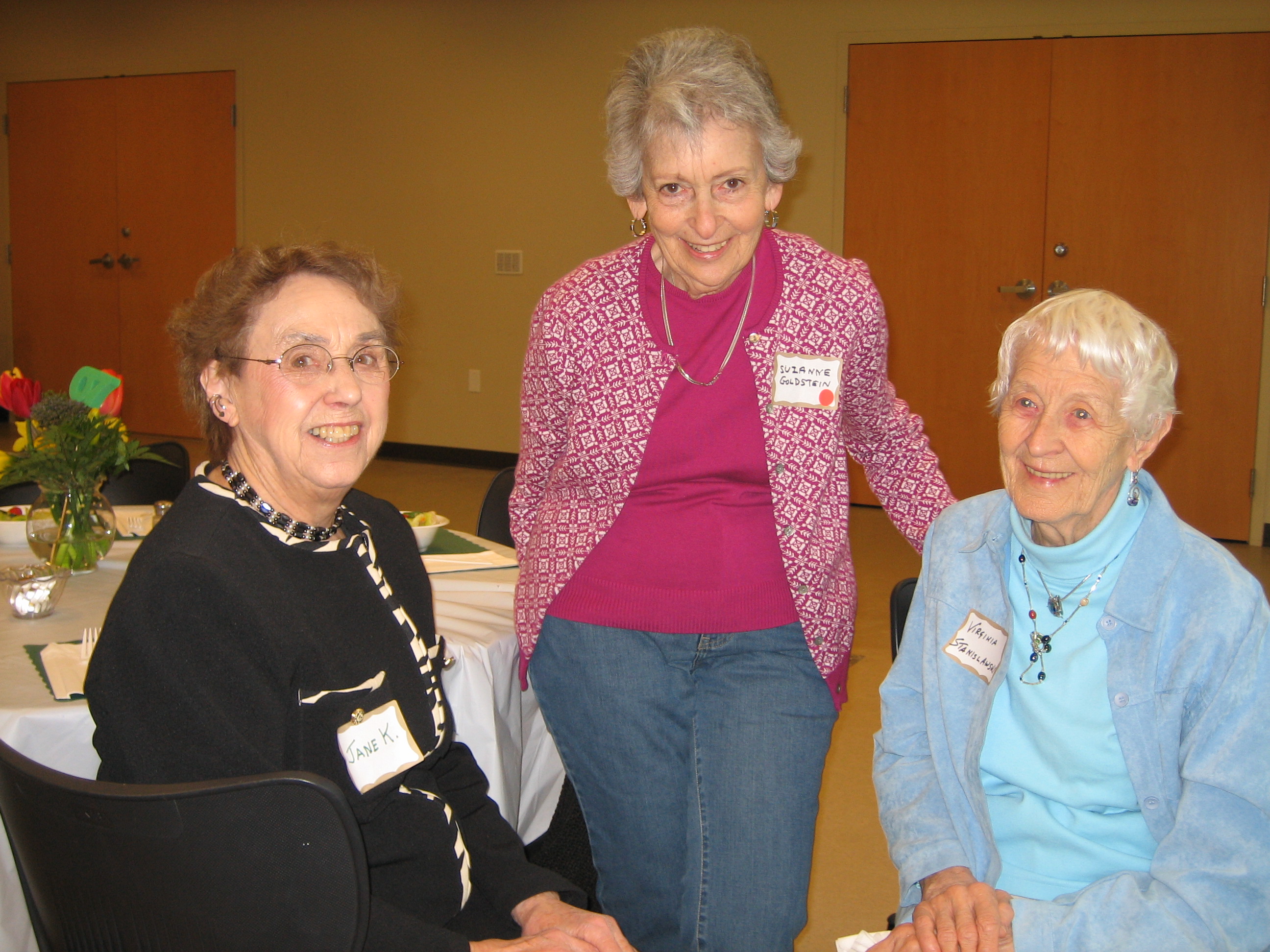 Jane and Suzanne help conduct monthly mailings for the SRC and Virginia helps set-up for luncheons.